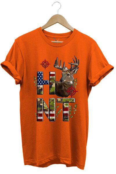 WİDİ Tricou cu gât rotund, 100% bumbac, cu imprimeu text, pentru vânătoare, v...