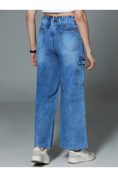 High Star By Styli High Rise Clean Look Cargo Style Jeans