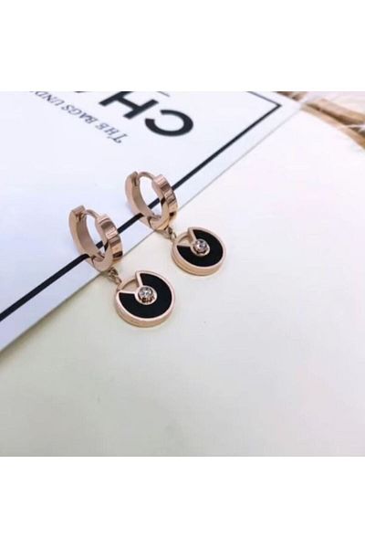 OSMANLI GÜMÜŞ Rose Color Non Darkening Happy Steel Hoop Earrings