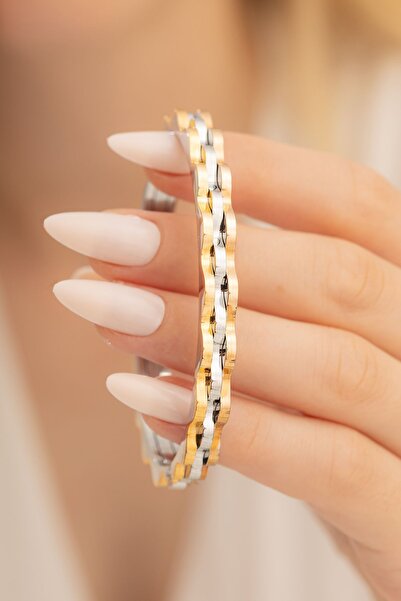 OSMANLI GÜMÜŞ سوار نسائي من الفولاذ - أصفاد نسائية فاخرة بتصميم مجعد مطلي بالورد