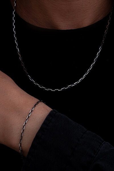 OSMANLI GÜMÜŞ Erkek Gümüş Kolye Bileklik Set - 925 Ayar Oksitli Forse Zincir ...