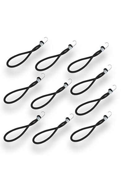 Branda Marketim Metal Kancalı Çadır Branda Gergi Lastiği Siyah-10 Adet