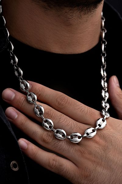 OSMANLI GÜMÜŞ قلادة رجالية من الفولاذ - قلادة رجالية من الفولاذ موديل سميكة من Gemici - ستانلس ستيل