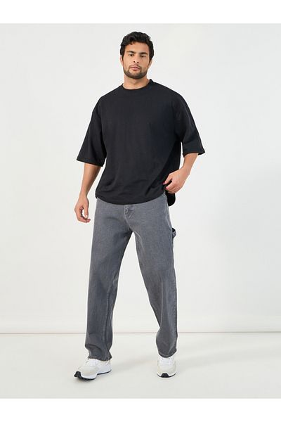 Styli Solid Carpenter Fit Jeans with Pockets