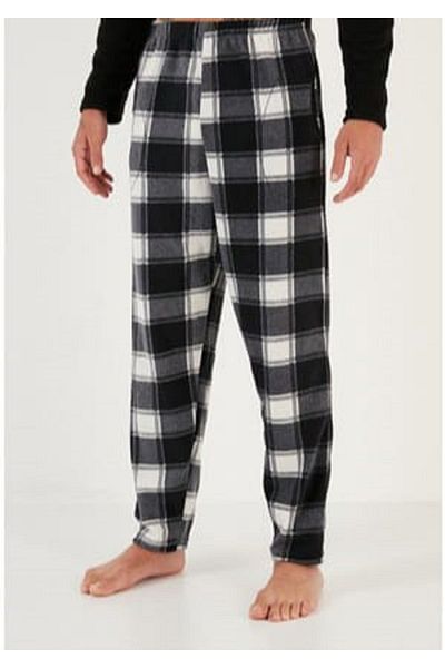 Pijaman Men's Plaid Patterned Pocket Fleece Single Bottom