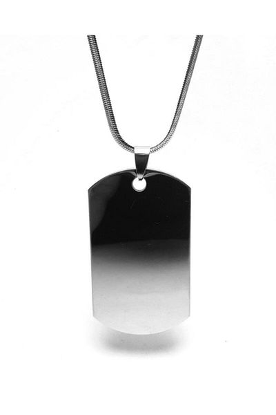OSMANLI GÜMÜŞ Soldier Tag Steel Men's Necklace with Snake Chain