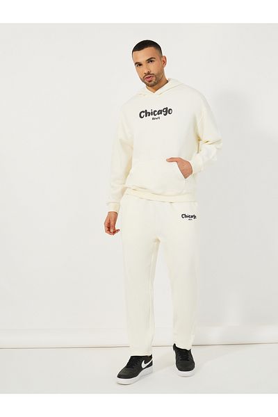 Styli Chicago Print Oversized Hoodie & Open Hem Joggers Co-Ords