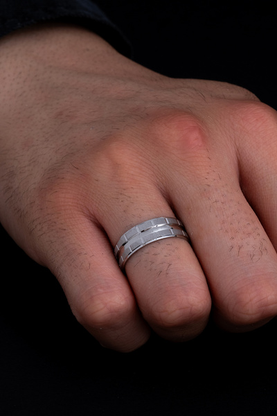 OSMANLI GÜMÜŞ Titanik Model Erkek Gümüş Tek Alyans Yüzük Nişan Söz Yüzükleri