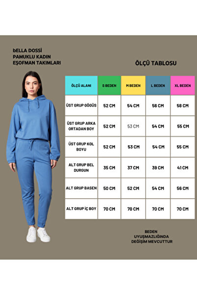 Bella Dossi Set de trening casual pentru femei, 100% bumbac, cu glugă și talie elastică