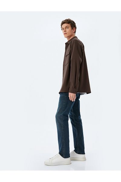 Koton Βαμβακερό τζιν παντελόνι Straight Fit με λεπτομέρεια τσέπης