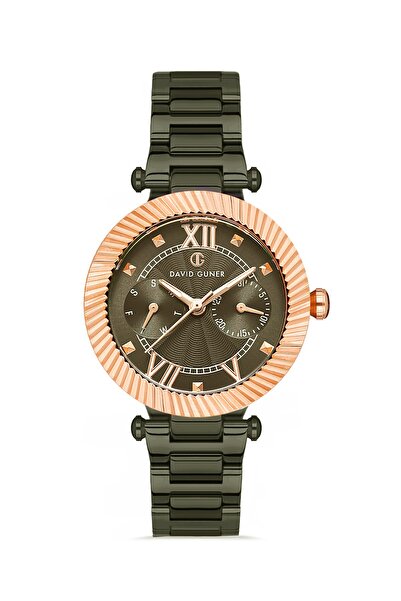DAVID GUNER Rose Kaplama Yeşil Kadranlı Paslanmaz Masif Çelik Kordonlu Kadın ...