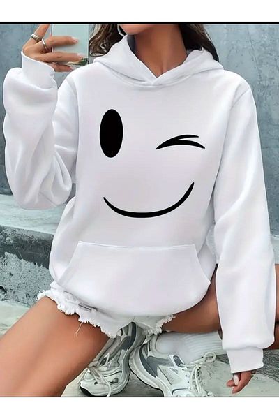Medinenur Φούτερ με κουκούλα με στάμπα Emoji