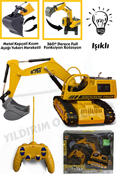 YILDIRIM OYUNCAK Uzaktan Kumandalı Full Fonksiyon Şarjlı Işıklı Kepçe 360 Der...