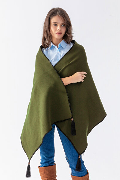 nisaNCa Stylish Women's Neckerchief - Solid Knitwear, Thin Detailed Tassel Shoulder Shawl, Modern and Time