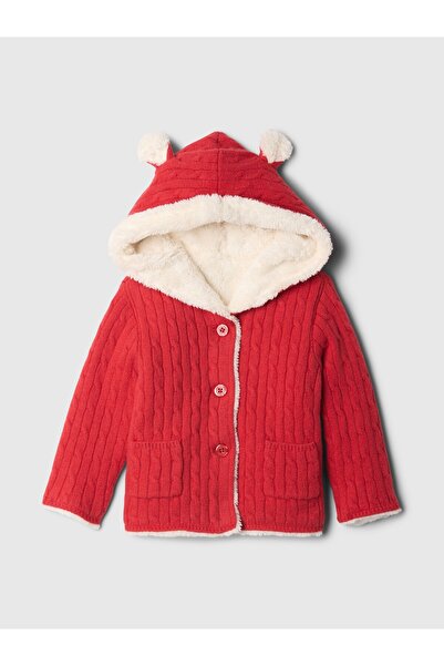 GAP Bebek Kırmızı Baby CashSoft Sherpa-Astarlı Hırka
