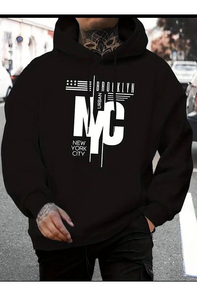 Medinenur Φούτερ NYC με στάμπα με κουκούλα