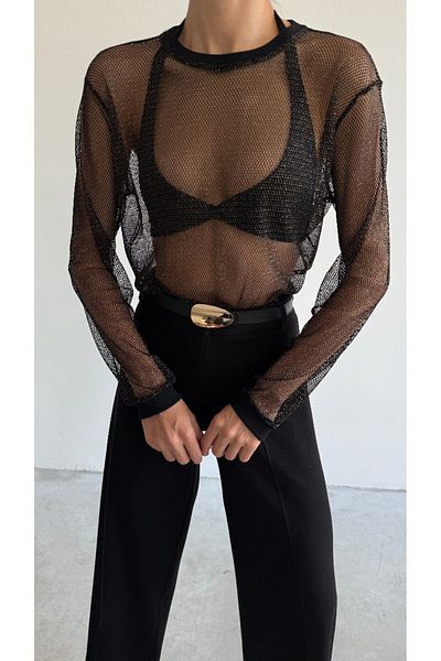 HZL Ribbed Mesh Blouse