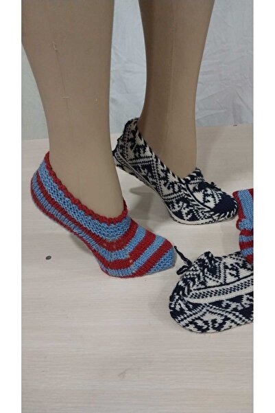 Papatyam 2 Adet El Örgüsü Beş Şiş ve Makine İşi/El İşi Patik/Çeyizlik Patik/Örgü/Ev Patiği/El İşi