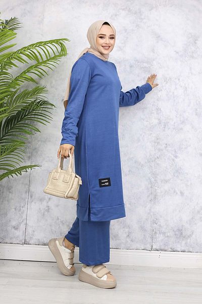 benguen Indigo Long Tunic Double Set - 13006