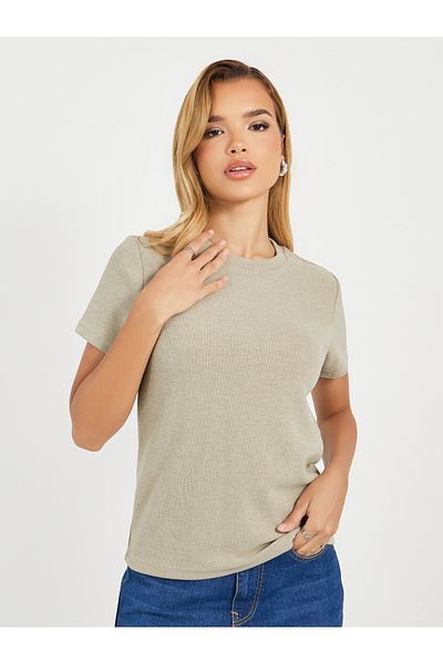 Styli Ribbed Regular Fit Round Neck T-Shirt