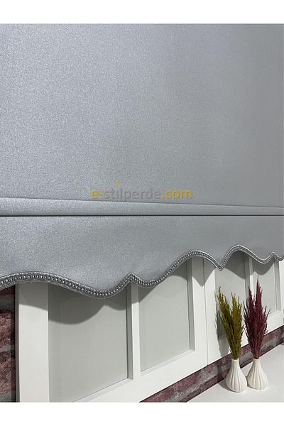 IŞILTI Perde Sistemleri Luxury Roller Blinds with Gray Glitter - Zs-004 (Slice Skirt)