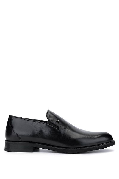Tamer Tanca Men's Genuine Leather Black Loafer Shoes
