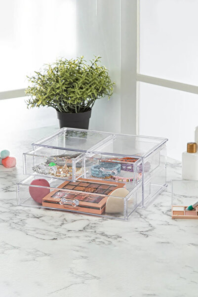 Poomy Organizator šminke sa 3 pregrada, organizator šminke i nakita