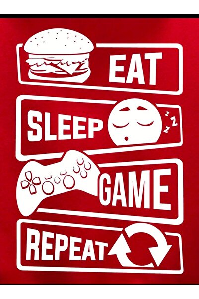 Medinenur Eat Sleep Game Printed Hooded Sweatshirt
