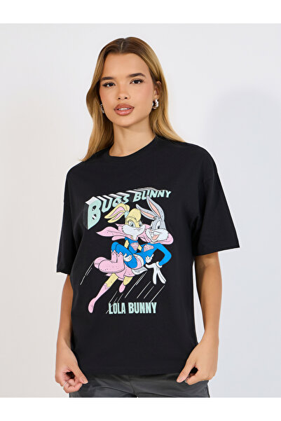 Styli تي شيرت كبير الحجم بطبعة Bugs Bunny Flying