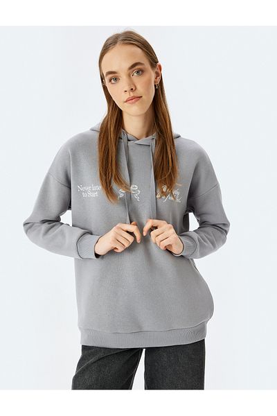 Koton Back Printed Comfortable Fit Hooded Sweatshirt