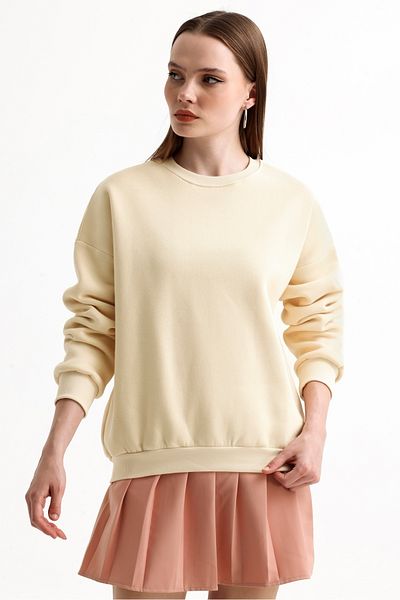 MD trend Hanorac oversize de bază pentru damă, cu decolteu, cu fleece în interior