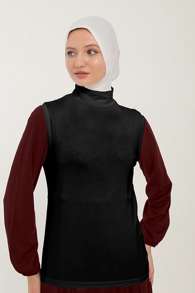 Sonbaharmoda Women's Zero Sleeve Half Turtleneck Combed Cotton Lycra Bodysuit