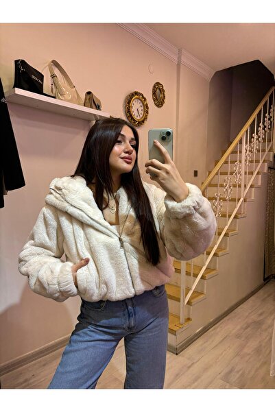 ROSSA Astarlı Kapüşonlu Suni Kürk