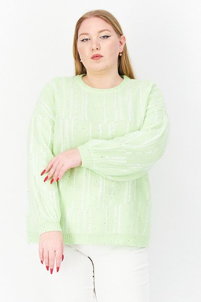 TAIFUN Women Crew Neck Long Sleeves Knitted Sweater, Green