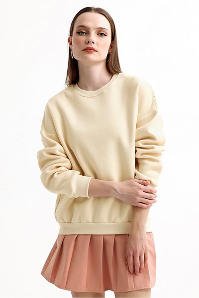 MD trend Hanorac oversize de bază pentru damă, cu decolteu, cu fleece în interior