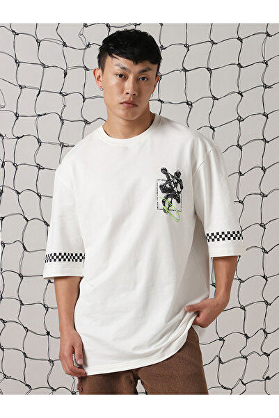 Hubberholme By Styli Graphic Print Cotton Oversized T-Shirt