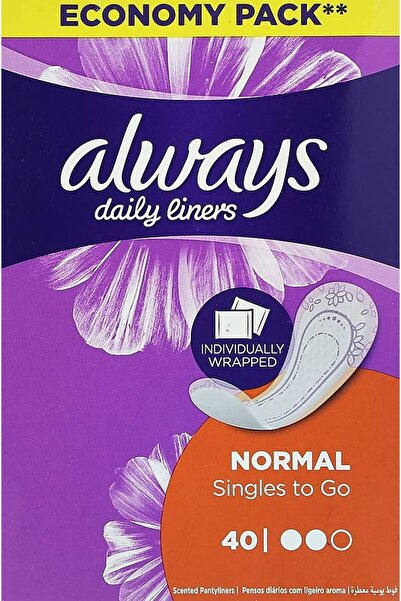 Always فوط صحية يومية عادية مريحة ومحمية، 40 قطعة