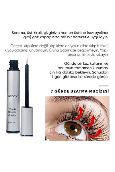 NEDOX Kaş Ve Kirpik Uzatıcı, Onarıcı, Besleyici Ve Güçlendirici Bakım Serum Garantili 5 ml
