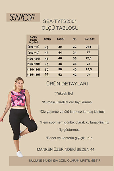 Seamoda Plus Size Capri Tights-black