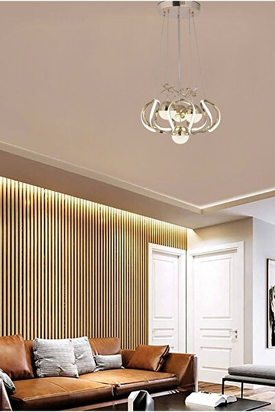 NZL Lighting Nazlı Heracles Helezyon Bakır 4 Toplu 3 Renk Salon Sarı Gold Kap...