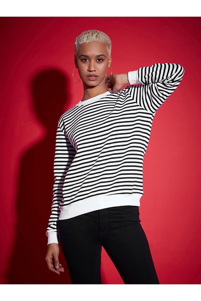 Sassafras By Styli Regular Fit Striped Fleece Sweatshirt