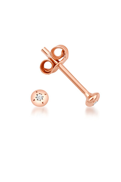 DesignbyKairos 14 Ayar Rose Altın Taşlı Mini Top Küpe