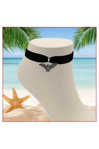 Bijustore Black Velvet Albatross Bird Women's Anklet