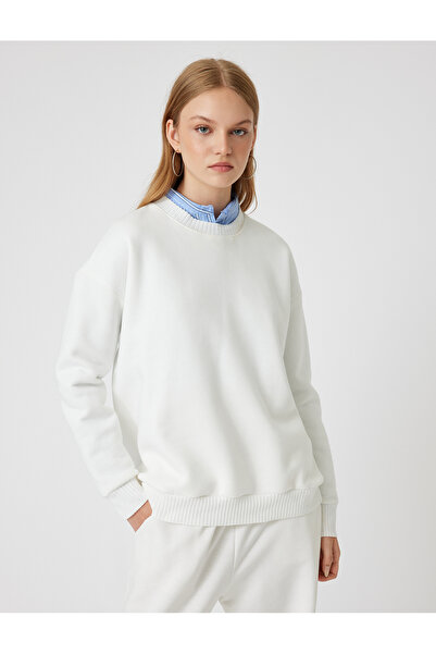 Koton Long Sleeve Oversize Sweatshirt - Crew Neck