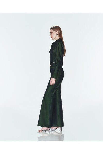 Khela The Label UNHINGED PANTS Yeşil Yansımalı Lacivert Uzun Denim Pantolon