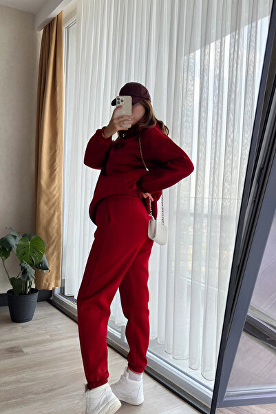 CMZ COLLECTİON Kadın Yüksek Bel 3İplik Pamuklu Eşofman Takımı