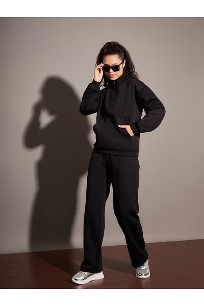 Sassafras By Styli Regular Fit Half Zip Placket Fleece Sweatshirt