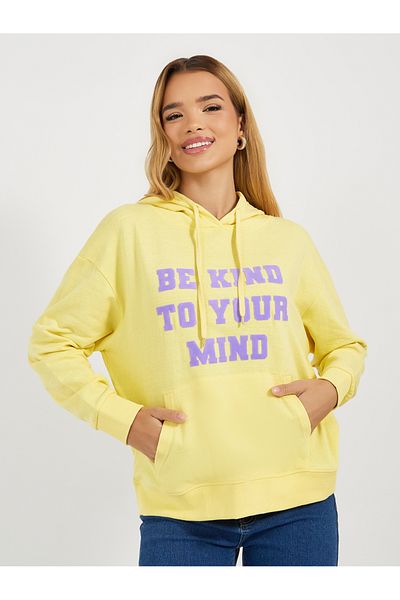 Styli Regular Fit Be Kind To Your Mind Slogan Hoodie