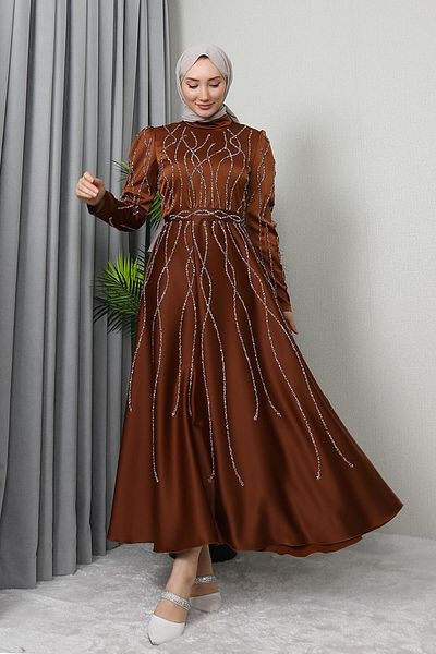 GİZ AGİYİM Rochie de seara Şeyma din satin - Culoare cupru