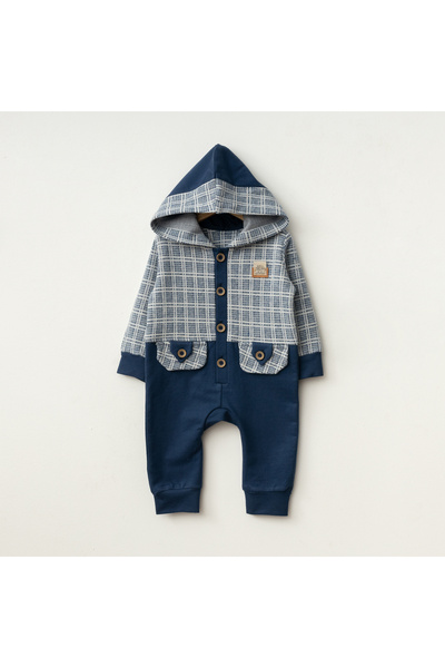 Baby Fou Kapüşonlu Önden Düğmeli Tulum